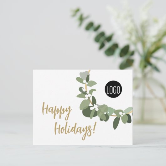 Chique eenvoudige moderne krans aangepast bedrijfs feestdagenkaart (Staand voorkant)