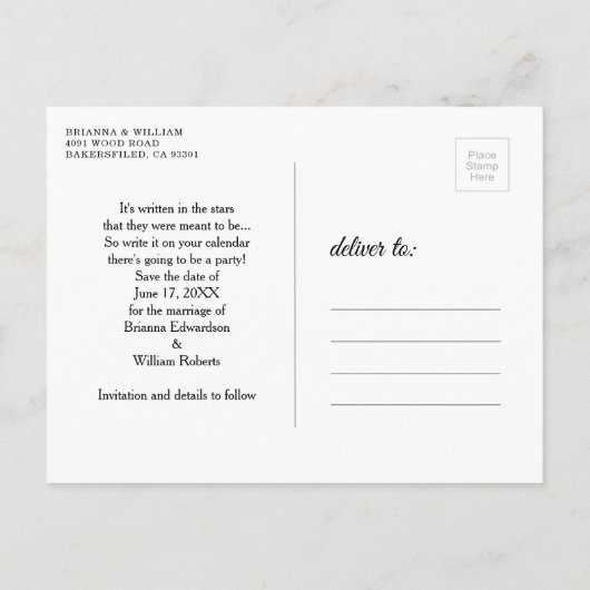 Chique eenvoudige Save the Date foto trouwkaart Uitnodiging Briefkaart (Achterkant)