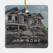 Chique eerste Kerstmis in onze nieuwe overlay van  Keramisch Ornament (Voorkant)