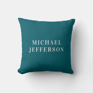 Chique effen donker turquoise kleur gepersonalisee kussen