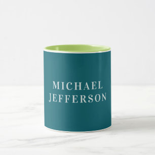 Chique effen donker turquoise kleur gepersonalisee mok