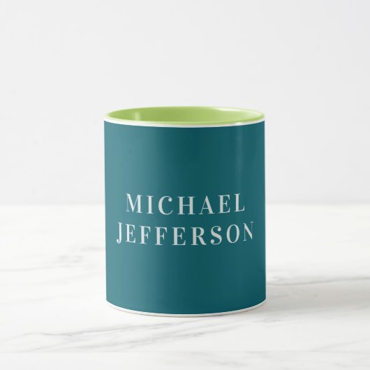 Chique effen donker turquoise kleur gepersonalisee mok (Midden)