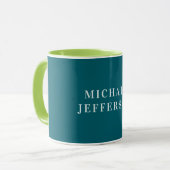Chique effen donker turquoise kleur gepersonalisee mok (Voorkant links)