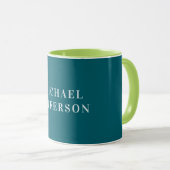 Chique effen donker turquoise kleur gepersonalisee mok (Voorkant rechts)