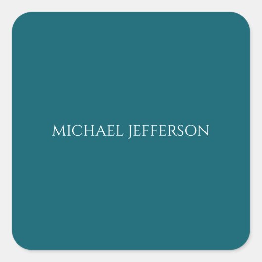Chique effen donker turquoise kleur gepersonalisee vierkante sticker (Voorkant)