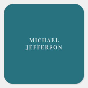 Chique effen donker turquoise kleur gepersonalisee vierkante sticker