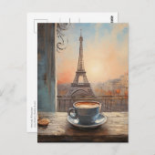Chique Eiffeltoren Cafe Koffie Chalkboard Parijs Briefkaart (Voorkant / Achterkant)