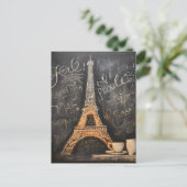 Chique Eiffeltoren Cafe Koffie Chalkboard Parijs Briefkaart (Staand voorkant)