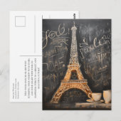 Chique Eiffeltoren Cafe Koffie Chalkboard Parijs Briefkaart (Voorkant / Achterkant)