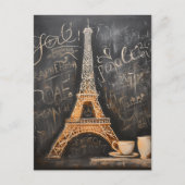 Chique Eiffeltoren Cafe Koffie Chalkboard Parijs Briefkaart (Voorkant)