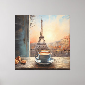 Chique Eiffeltoren Cafe Koffie Chalkboard Parijs Canvas Afdruk