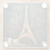 Chique Eiffeltoren Cafe Koffie Chalkboard Parijs Glazen Onderzetter (Achterkant)