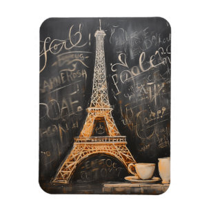 Chique Eiffeltoren Cafe Koffie Chalkboard Parijs Magneet