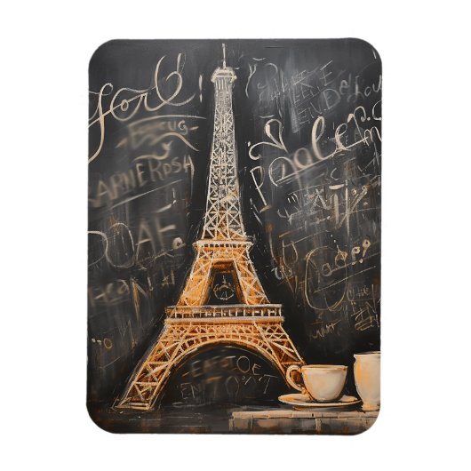 Chique Eiffeltoren Cafe Koffie Chalkboard Parijs Magneet (Verticaal)