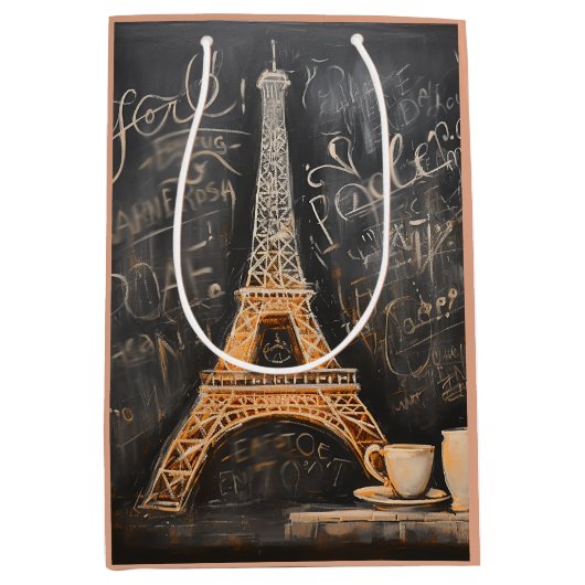 Chique Eiffeltoren Cafe Koffie Chalkboard Parijs Medium Cadeauzakje (Voorkant)