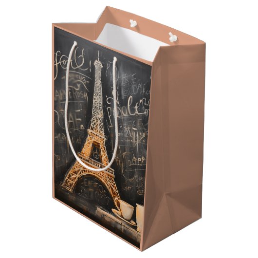 Chique Eiffeltoren Cafe Koffie Chalkboard Parijs Medium Cadeauzakje (Achterkant Gekanteld)
