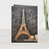 Chique Eiffeltoren Cafe Koffie Parijs Verjaardag Kaart (Achterkant)