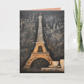 Chique Eiffeltoren Cafe Koffie Parijs Verjaardag Kaart (Voorkant)