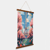 Chique Eiffeltoren Modern Parijs Bloemen Charm Hangend Wandkleed (Gebogen)