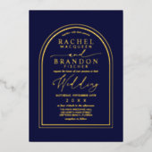 Chique eigentijdse bruiloft: Elegante gouden folie Folie Uitnodiging (Voorkant)