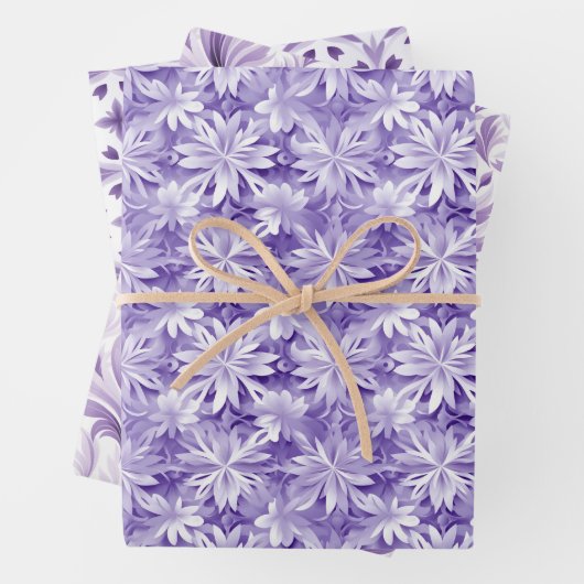 Chique Elegance Vakantie: Pastel Paarse & Wit Inpakpapier Vel (In situ)