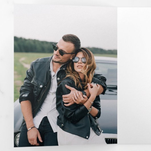 Chique elegant Alles in één bruiloft Drieluik Uitnodiging (Binnenzijde eerst)