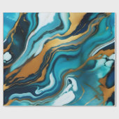 Chique Elegant blauw groen goud Faux Marble Cadeaupapier (Vlak)