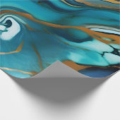 Chique Elegant blauw groen goud Faux Marble Cadeaupapier (Hoek)