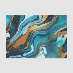 Chique Elegant blauw groen goud Faux Marble Tissuepapier