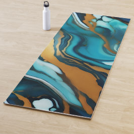 Chique Elegant blauw groen goud Faux Marble Yogamat