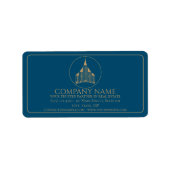 Chique Elegant Blauw, Wit, Bruin Vastgoed Label (Voorkant)