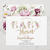 Chique Elegant Bloemen Baby shower Kaart (Voorkant / Achterkant)