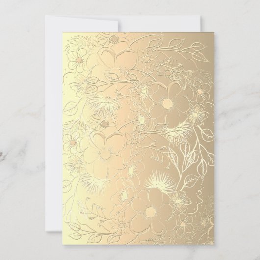 Chique Elegant Bloemen Goud Bruiloft Kaart (Achterkant)