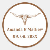 Chique & Elegant Boho Western Cowboy Bruiloft Ronde Sticker (Voorkant)