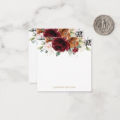 Chique Elegant Bourgondië Sinaasappel Blush Ivoor  Notitiekaartje (Voorkant / Achterkant in situ)