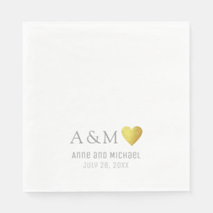Chique Elegant Bruiloft Liefde Hart op Wit Servet