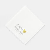 Chique Elegant Bruiloft Liefde Hart op Wit Servet (Hoek)