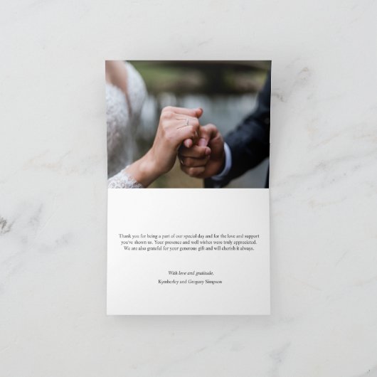 Chique Elegant Burnt Sinaasappel Zwart Naam Datum Bedankkaart (Binnen)