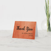Chique Elegant Burnt Sinaasappel Zwart Naam Datum Bedankkaart (Voorkant)