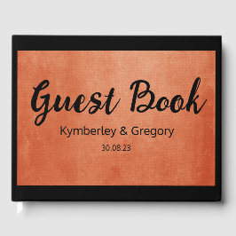 Chique Elegant Burnt Sinaasappel Zwart Naam Datum Gastenboek