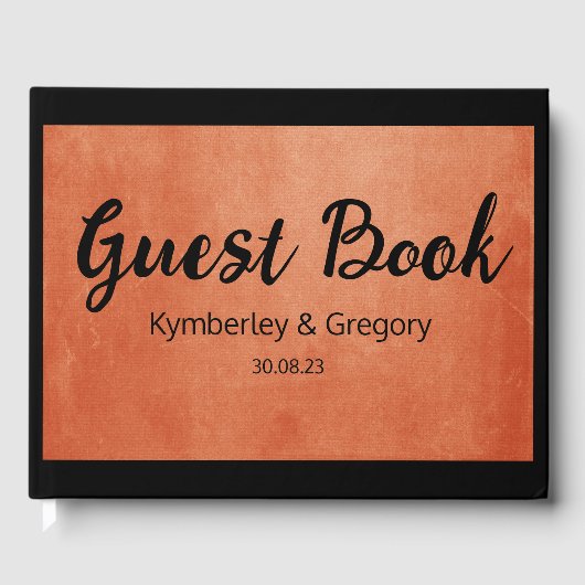 Chique Elegant Burnt Sinaasappel Zwart Naam Datum Gastenboek (Voorkant)