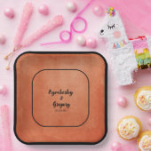 Chique Elegant Burnt Sinaasappel Zwart Naam Papieren Bordje (Feest)