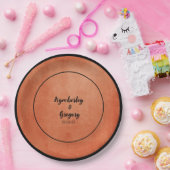 Chique Elegant Burnt Sinaasappel Zwart Naam Papieren Bordje (Feest)