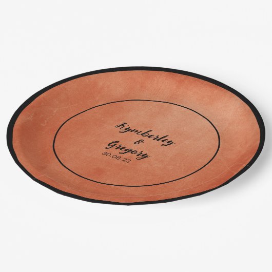 Chique Elegant Burnt Sinaasappel Zwart Naam Papieren Bordje (Gekanteld)