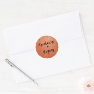 Chique Elegant Burnt Sinaasappel Zwart Naam Ronde Sticker