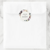 Chique Elegant Custom Roze Paarse Bloemen Bruiloft Ronde Sticker (Tas)