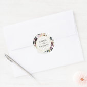 Chique Elegant Custom Roze Paarse Bloemen Bruiloft Ronde Sticker (Envelop)