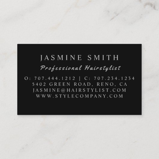 Chique Elegant Diamond Silver Haarstylist Visitekaartje (Achterkant)