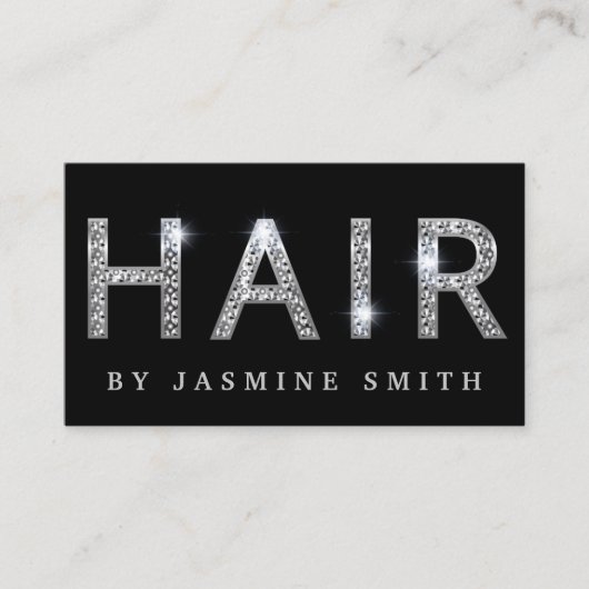 Chique Elegant Diamond Silver Haarstylist Visitekaartje (Voorkant)