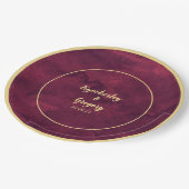 Chique Elegant Donker Bourgogne Waterverf Goud Acc Papieren Bordje (Gekanteld)